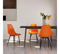 Mangloder Chaises à Manger Lot de 4 Orange en polypropylène avec Pieds métal Robustes Dossier incurvé Ergonomique Chaise Repas Cuisine Salle à Manger intérieur Moderne Confortable