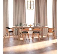 Mangloder Chaises à Manger Lot de 6 Noir Bois courbé Similicuir rembourré Confortable avec Dossier et accoudoir pour Cuisine Salle à Manger Moderne Ergonomique