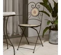Mangloder Chaises de bistrot Pliables Lot de 2 Terre Cuite Blanc céramique avec Cadre en Fer Enduit de Poudre pour Jardin Balcon terrasse Patio Confort Repas détente