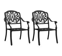 Mangloder Chaises de Jardin Lot de 2 en Aluminium coulé Noir, empilables avec Dossier et accoudoirs pour terrasse, Balcon ou Piscine, Confort et détente pour Repas en extérieur