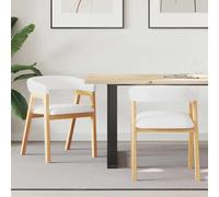 Mangloder Chaises de Salle à Manger 2 pcs en Bois de Caoutchouc Massif Naturel 54 x 57 x 73 cm avec accoudoirs rembourrés, Dossier Ergonomique, Pied carré Stable pour Cuisine Salon bistrot Repas