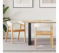 Mangloder Chaises de Salle à Manger 2 pcs en Bois de Caoutchouc Massif Naturel 54 x 57 x 73 cm avec accoudoirs rembourrés Dossier Confortable Design Pied carré pour Cuisine Salon Repas intérieur