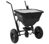 Mangloder Chariot à sel manuel en PVC et acier 106 x 73 x 76 cm 45 L avec 2 pneus pneumatiques 10 niveaux pour service hivernal, entretien de pelouse, engrais, graines, sable et calcaire