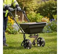Mangloder Chariot d'épandeur universel en PVC et acier - 82 x 46 x 75 cm - Épandeur à main - Pour l'entretien de la pelouse, le semis et les granulés dans le jardin