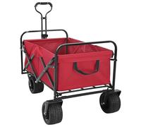 Mangloder Chariot pliable rouge 89 x 63 x 96 cm en acier polyester Oxford pour jardin, entrepôt, atelier et déménagement avec roues pivotantes à 360° et guidon réglable