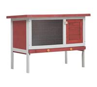 Mangloder Clapier en bois rouge et blanc, 1 niveau avec grillage métallique, toit, tiroir extensible, 90 x 45 x 65 cm, pour lapins, cochons d'Inde, intérieur et balcon