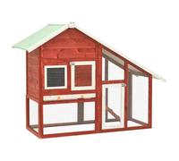 Mangloder Clapier en bois rouge et blanc 140 x 63 x 120 cm, sapin massif avec grille, toit et tiroir, pour lapins, cochons d'Inde, intérieur et extérieur, adapté aux espèces, jardin, balcon