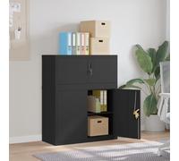Mangloder Classeur Acier Noir 90x40x110 cm avec étagère réglable, Serrure sécurisée, Meuble de Rangement Bureau, Armoire casier vestiaire pour dossiers et Fournitures