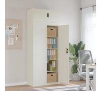 Mangloder Classeur Blanc en Acier Enduit de Poudre 90x40x220 cm avec 4 étagères réglables, Serrure sécurisée, Meuble de Rangement Bureau et vestiaire pour dossiers, Outils et vêtements