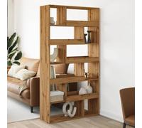 Mangloder Cloison de séparation chêne Artisanal Bois d'ingénierie avec 12 étagères Grand Espace de Rangement bibliothèque Meuble modulable pour Salon Bureau Chambre Maison