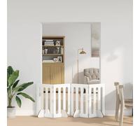 Mangloder Clôture pliable pour animaux de compagnie, blanc, en bois, 4 panneaux, 201 x 38 x 70 cm, sans perçage, pour chien, chiot, appartement et parc d'intérieur avec charnières flexibles