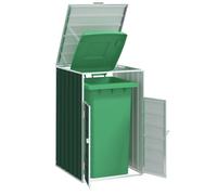 Mangloder Coffre à poubelles en acier vert pour poubelle de 1 240 l, 72 x 81 x 115 cm, abri résistant aux intempéries pour jardin, jardin avant et allée, avec mécanisme de couvercle