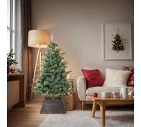 Mangloder Collier de sapin de Noël noir en jacinthe d'eau, 60 x 60 x 28 cm, couverture de sapin de Noël, couverture de sapin de Noël, jupe d'arbre pour salon et extérieur protégé