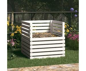 Mangloder Composteur blanc en pin massif - 80 x 80 x 78 cm - Conteneur pour déchets - Poudre et recyclage - Avec ventilation pour jardin, balcon, terrasse et parterre