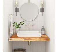 Mangloder Comptoir de salle de bain en bois d'acacia massif 80x60x2,5 cm avec bord vivant design rustique pour rénovation et bricolage, support de meuble ou surface de travail durable