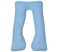 Mangloder Coussin de grossesse en forme de U - 90 x 145 cm - Bleu clair - Microfibre avec rembourrage en coton PP - Housse amovible et lavable - Pour le dos, le ventre, l'allaitement et le