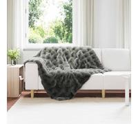 Mangloder Couverture antidérapante en fausse fourrure de lapin gris foncé 130 x 150 cm en polyester avec texture bulle en peluche pour canapé, lit, salon, chambre à coucher, lavable à la main, douce