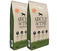 Mangloder Croquettes pour chiens Adult Active Chicken and Fish 2 x 15 kg, prébiotiques pour la digestion, 14 % de viande de poulet, alimentation équilibrée pour chiens actifs à partir de 1 an