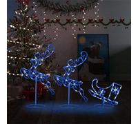 Mangloder Décoration de Noël en Acrylique avec Renne Volant et traîneau Lumineux Bleu 260x21x87 cm pour intérieur extérieur Ambiance fête Saison Hiver