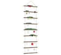 Mangloder Décoration murale en forme d'échelle en bois naturel 50 x 150 cm avec 9 branches, cordes de chanvre et grain rustique pour salon, rebord de fenêtre, décoration de table, cheminée, village