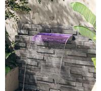 Mangloder Déversoir pour Cascade de 60 cm avec LED RVB en Acier Inoxydable pour Bassin, étang, Jardin, Piscine, décoration extérieure et intérieure, Ambiance Zen, Relaxation, Bruit d'eau