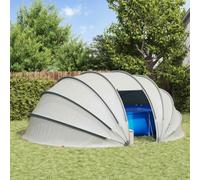 Mangloder Dôme Tente de piscine grise 538 x 440 x 204 cm pour piscine de jardin, piscine hors sol, jacuzzi et jacuzzi, résistante aux intempéries avec protection contre les feuilles, fixation et