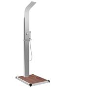 Mangloder Douche de jardin avec élément de sol WPC en acier inoxydable 150 cm tuyau douche pluie et douchette à main 50 jets 1 2 connecteurs pour piscine jacuzzi spa extérieur
