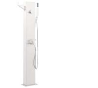 Mangloder Douche de jardin avec robinet, 110 cm, en acier inoxydable brossé, douchette à main, support de tuyau, raccord de 1 2", pour piscine, jacuzzi, piscine hors-sol, jardin, extérieur