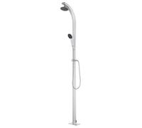 Mangloder Douche de jardin en aluminium 215 cm avec pommeau de douche et douchette à main, tuyau de 1,5 m, bouton en zinc chromé pour piscine, jacuzzi, jardin, extérieur, entretien de l'eau, été