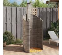 Mangloder Douche de jardin grise en rotin synthétique et bois d'acacia 100 x 100 x 241,5 cm sur pied avec poignée rotative pour jardin extérieur été et entretien de l'eau