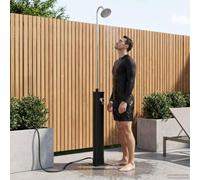 Mangloder Douche solaire avec pommeau de douche 20L PVC ABS alliage de zinc noir, tête rotative, pour jardin et terrasse, résistant aux intempéries, compatible avec tuyau d'arrosage, sans électricité
