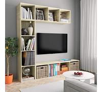 Mangloder Ensemble bibliothèque Meuble TV 3 pièces en chêne Sonoma 180x30x180 cm avec Rangement modulable, étagère, Meuble Mural Salon Bureau Chambre entrée