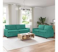 Mangloder Ensemble canapé 2 pièces Turquoise Velours avec Coussins Double Couche, Cadre métal Robuste, Housses Amovibles, Dimensions adaptées Petits et Grands espaces, idéal Salon séjour Bureau