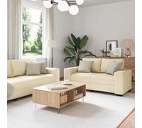 Mangloder Ensemble canapé 3 pièces crème tissu polyester avec fauteuil 1 place, canapé 2 places, canapé 3 places pour salon séjour bureau chambre, assise rembourrée accoudoir large dossier confortable