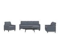 Mangloder Ensemble canapé 4 pièces Velours Gris foncé avec Fauteuil, canapé 2 et 3 Places, Pouf, Cadre métal, Dimensions compactes pour Salon séjour Bureau détente Confortable