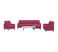 Mangloder Ensemble canapé 4 pièces Velours Rouge Bordeaux avec Fauteuil, canapé 2 et 3 Places, Pouf, Cadre métal Robuste, Assise Confortable pour Salon séjour Chambre Bureau