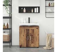 Mangloder Ensemble d'armoire de Salle de Bain Tulum Bois Ancien avec Rangement Mural Colonne tiroirs Porte et étagère pour Espace de Toilette Compact et organisé dans la Salle de Bain