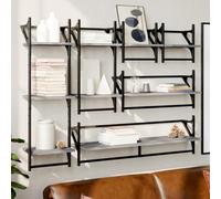 Mangloder Ensemble de 6 étagères murales en Bois et métal Sonoma Gris pour Rangement décoration Salon Chambre Bureau entrée Salle Bain Support Suspendu Fixation
