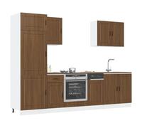 Mangloder Ensemble de 7 Meubles de Cuisine en Bois d'ingénierie chêne Brun Porto avec Placard, Armoire, Buffet, vaisselier et Plan de Travail pour Rangement, tiroir, Porte, idéale pour Cuisine