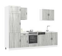 Mangloder Ensemble de 7 Meubles de Cuisine Porto en Bois d'ingénierie Sonoma Gris avec Placard, Armoire, Buffet, vaisselier, tiroir pour Rangement optimisé, adapté Cuisine, Salle à Manger, Salon