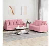Mangloder Ensemble de canapés 2 pièces en Velours Rose avec 7 Grands Coussins et 9 Petits Coussins, 2 canapés 2 Places 138x77x80 cm et 158x77x80 cm pour Salon séjour Bureau