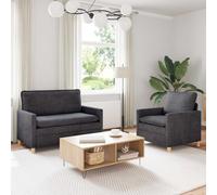 Mangloder Ensemble de Canapés 2 pièces Gris foncé en Polyester avec Cadre Métal, Coussins Épais, Housses Amovibles pour Salon, Séjour, Bureau, Studio, Relaxation et Confort Quotidien