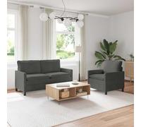 Mangloder Ensemble de canapés 2 pièces Gris foncé Tissu Velours côtelé avec Cadre métal Robuste, Coussins épais, Housses Amovibles, idéal Salon séjour Bureau pour Relaxation et modulable
