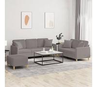 Mangloder Ensemble de canapés 3 pièces en Tissu Taupe avec Coussins, Pouf Multifonction, Structure Robuste en métal, Assise Confortable pour Salon, séjour ou Bureau