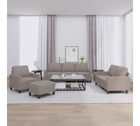 Mangloder Ensemble de canapés 4 pièces Taupe en Tissu avec Fauteuil, Banquette, Pouf et Coussins, Structure Robuste en métal et contreplaqué, Assise Confortable pour Salon, séjour ou Bureau