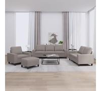 Mangloder Ensemble de canapés 4 pièces Taupe en Tissu Polyester avec Pouf, Fauteuil, canapé 2 et 3 Places, Structure métal et contreplaqué, Assise Confortable pour Salon séjour Bureau