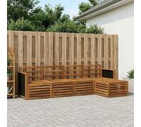 Mangloder Ensemble de canapés d'extérieur 5 pcs en Acacia Naturel pour Jardin terrasse Salon modulable avec Design à Lattes et accoudoirs Pratiques résistant aux intempéries et Facile à Entretenir