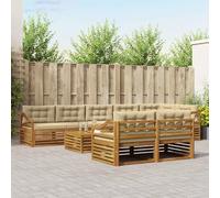 Mangloder Ensemble de canapés d'extérieur 9 pcs en Bois d'acacia Massif Naturel et Beige avec Coussins Amovibles modulable pour Jardin terrasse Salon convivialité