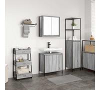 Mangloder Ensemble de Meubles de Salle de Bain 2 pièces en Bois d'ingénierie Gris Sonoma avec Miroir intégré pour Organisation et Rangement Efficace dans Votre Espace sanitaire