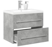 Mangloder Ensemble de Meubles de Salle de Bain 2 pièces Gris béton avec Armoire Murale et lavabo en céramique pour Rangement Pratique et aménagement Optimal de la Salle d'eau